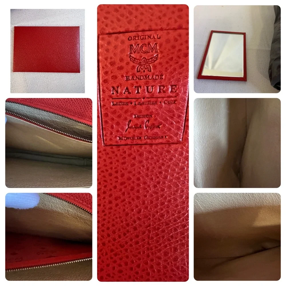 MCM Structured Satchel with Gold Accents
